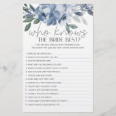 Dusty Blue Flowers spel die weet bruid beste Flyer (Voorkant)