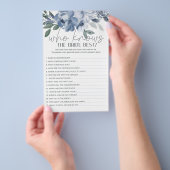 Dusty Blue Flowers spel die weet bruid beste Flyer (Hand)