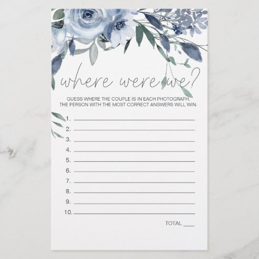 Dusty Blue Flowers spel waar waren we Flyer (Voorkant)