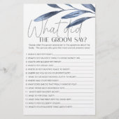 Dusty Blue Flowers spel zou de bruidegom zeggen Flyer (Voorkant)