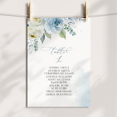 Dusty Blue Flowers Table Number 1 Seating Chart Kaart