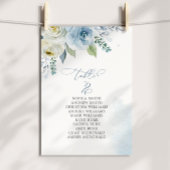 Dusty Blue Flowers Table Number 2 Seating Chart Kaart