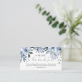 Dusty Blue Flowers Trouwrecept Informatiekaartje (Staand voorkant)