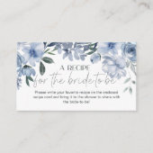 Dusty Blue Flowers Trouwrecept Informatiekaartje (Voorkant)
