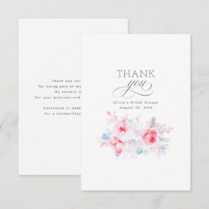 Dusty Blue Flowers Vrijgezellenfeest Dank u Bedankkaart