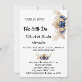 Dusty Blue Flowers Wedding Jubileum Renewal Kaart