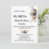 Dusty Blue Flowers Wedding Jubileum Renewal Kaart (Staand voorkant)