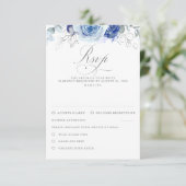 Dusty Blue Flowers Wedding RSVP (Staand voorkant)