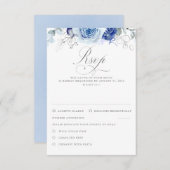 Dusty Blue Flowers Wedding RSVP (Voorkant / Achterkant)