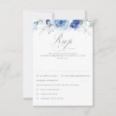 Dusty Blue Flowers Wedding RSVP Kaartje (Voorkant)