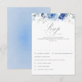 Dusty Blue Flowers Wedding RSVP Kaartje