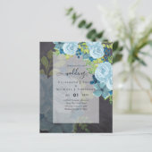 DUSTY BLUE FLOWERS WEDING INVIES - BEGROTING (Staand voorkant)