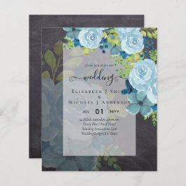 DUSTY BLUE FLOWERS WEDING INVIES - BEGROTING