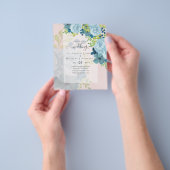 DUSTY BLUE FLOWERS WEDING INVIES - BEGROTING FLYER (Hand)