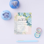 DUSTY BLUE FLOWERS WEDING INVIES - BEGROTING FLYER (Enkel)