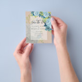DUSTY BLUE FLOWERS WEDING INVIES - BEGROTING FLYER (Hand)