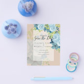 DUSTY BLUE FLOWERS WEDING INVIES - BEGROTING FLYER (Enkel)