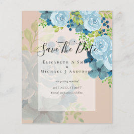 DUSTY BLUE FLOWERS WEDING INVIES - BEGROTING FLYER
