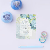 DUSTY BLUE FLOWERS WEDING INVIES - BEGROTING FLYER (Enkel)