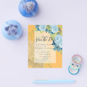 DUSTY BLUE FLOWERS WEDING INVIES - BEGROTING FLYER (Enkel)