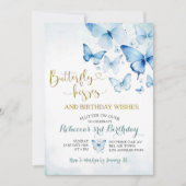 Dusty Blue Flutter op Over Butterfly Verjaardag Kaart (Voorkant)