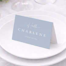 Dusty Blue Folded Wedding Place Card
