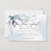 Dusty Blue Foliage CUSTOM2 RSVP DETAILS uitnodigin Kaart (Voorkant)