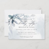 Dusty Blue Foliage CUSTOM RSVP DETAILS Uitnodiging (Voorkant)