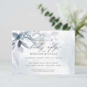 Dusty Blue Foliage CUSTOM RSVP DETAILS Uitnodiging (Staand voorkant)