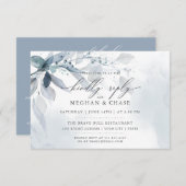 Dusty Blue Foliage CUSTOM RSVP DETAILS Uitnodiging (Voorkant / Achterkant)
