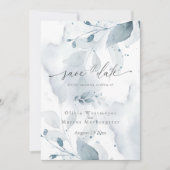 Dusty Blue Foliage Save the Date Kaart (Voorkant)