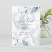 Dusty Blue Foliage Save the Date Kaart (Staand voorkant)
