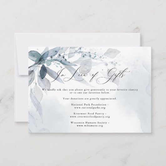 Dusty Blue Foliage Waterverf Cadeauaanvraag Kaart (Voorkant)