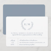 Dusty Blue Foliage Wreater Monogram Wedding (Voorkant / Achterkant)
