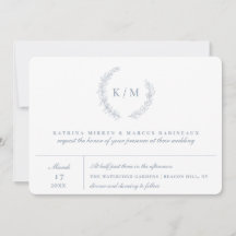 Dusty Blue Foliage Wreater Monogram Wedding