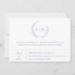 Dusty Blue Foliage Wreater Monogram Wedding