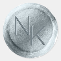 Dusty Blue Folie Wax Envelop Seal Monogram Sticker