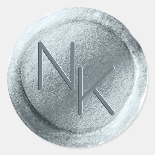 Dusty Blue Folie Wax Envelop Seal Monogram Sticker (Voorkant)