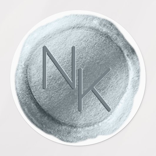Dusty Blue Folie Wax Seal Initialen Bruiloft Monog Labels (Design 1)