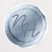 Dusty Blue Folie Wax Seal Initialen Bruiloft Monog Labels (Design 1)