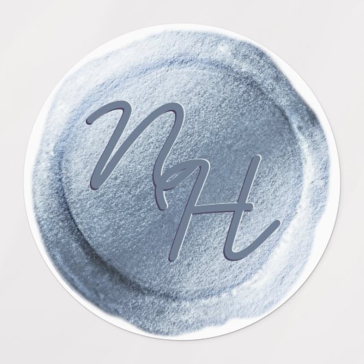 Dusty Blue Folie Wax Seal Initialen Bruiloft Monog Labels (Design 1)