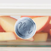 Dusty Blue Folie Wax Seal Initialen Bruiloft Monog Labels (Aangebracht)