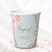 Dusty Blue Foral Peony Christian Bridal Shower Papieren Bekers