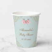 Dusty Blue Foral Rococo Peony Baby shower Papieren Bekers (Achterkant)