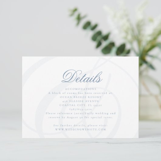 Dusty Blue Formal Wedding Enclosure Kaart (Staand voorkant)