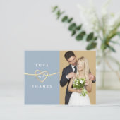 Dusty Blue Foto Bruiloft Dank u Briefkaart (Staand voorkant)