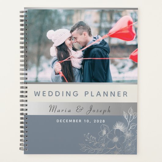 Dusty Blue Foto Bruiloft Planner (Voorkant)