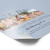 Dusty Blue FOTO Collage Save the Dates Weddenschap Foto Afdruk (Hoek)