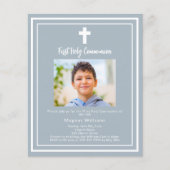 Dusty blue foto Eerste Heilige Communie uitnodigin (Voorkant)