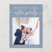 Dusty Blue Foto Elopement Bruiloft Receptie Uitnodiging Briefkaart (Voorkant)